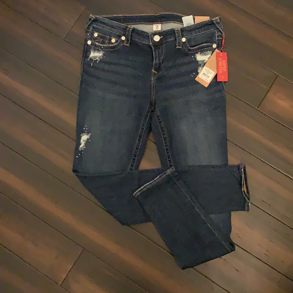 NWT True Religion Stella Destroy w/ Crystals SZ 33